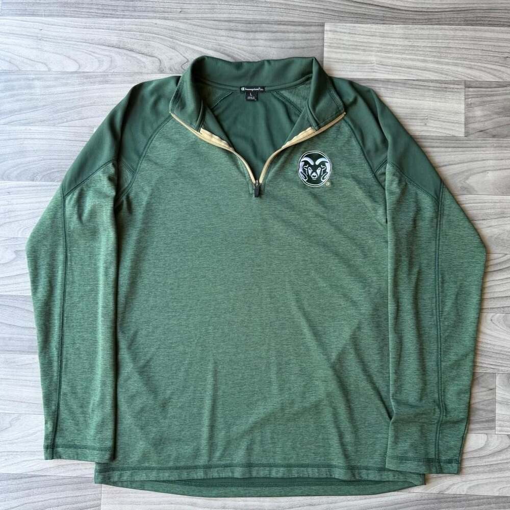 Champion Elite CSU Rams Quarter Zip Size L Green Heather Pullover